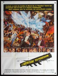 2u528 POSEIDON ADVENTURE French 1panel '73 cool artwork of Gene Hackman escaping by Mort Kunstler!