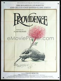 2u534 PROVIDENCE French 1p '77 Alain Resnais, cool art of hand writing w/tree pencil by Ferracci!