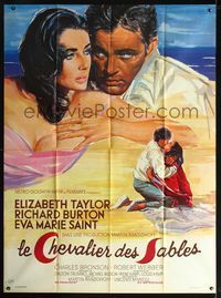 2u549 SANDPIPER French 1panel '65 great different art of Elizabeth Taylor & Richard Burton by Brini!