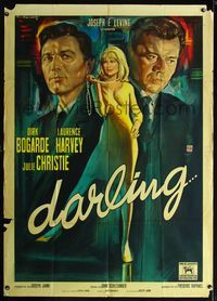 2u122 DARLING Italian 1panel '65 art of sexy Julie Christie, Laurence Harvey & Bogarde by Gasparri!