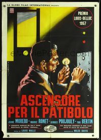 2u135 ELEVATOR TO THE GALLOWS Italian 1p '58 Louis Malle's Ascenseur pour l'echafaud, Symeoni art!