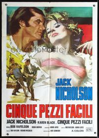 2u139 FIVE EASY PIECES Italian 1p R77 different art of Jack Nicholson & Karen Black, Bob Rafelson!