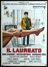 2u156 GRADUATE Italian one-panel '68 classic image of Dustin Hoffman & Anne Bancroft's sexy leg!