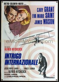 2u226 NORTH BY NORTHWEST Italian 1p R76 art of Cary Grant & Eva Marie Saint + cropduster by Nistri!