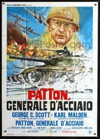 2u235 PATTON Italian one-panel '70 completely different art of General George C. Scott by Ciriello!