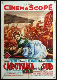 2u308 UNTAMED Italian 1p '55 different art of Tyrone Power & Susan Hayward in Africa by Deamicis!