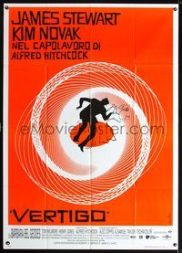 2u311 VERTIGO Italian one-panel R96 Alfred Hitchcock, Stewart, Novak, classic surreal Saul Bass art!