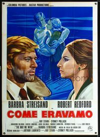 2u316 WAY WE WERE Italian 1panel '73 wonderful different art of Barbra Streisand & Robert Redford!