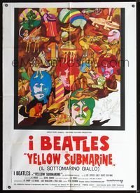 2u323 YELLOW SUBMARINE Italian one-panel R70s Beatles, really cool psychedelic montage artwork!