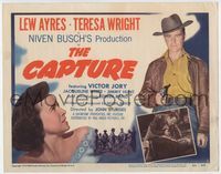 2v364 CAPTURE movie title lobby card '50 Lew Ayres, Teresa Wright, early John Sturges film noir!