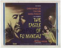 2v370 CASTLE OF FU MANCHU title card '72 cool art of Asian villain Christopher Lee, Jess Franco