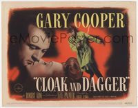 2v378 CLOAK & DAGGER TC '46 romantic c/u of Gary Cooper & Lilli Palmer + full-length, Fritz Lang