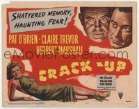 2v386 CRACK-UP title lobby card '46 Pat O'Brien, sexiest full-length Claire Trevor, Herbert Marshall