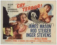 2v390 CRY TERROR TC '58 James Mason, Rod Steiger, Inger Stevens, noir, an experience in suspense!