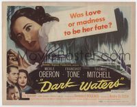 2v394 DARK WATERS title lobby card '44 was love or madness to be Merle Oberon's fate, Franchot Tone