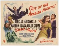 2v683 SINBAD THE SAILOR title lobby card '46 artwork of Douglas Fairbanks Jr. & sexy Maureen O'Hara!