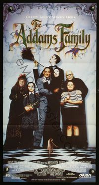 2w511 ADDAMS FAMILY Australian daybill poster '91 Raul Julia, Christina Ricci, weird is relative!