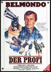 2w168 PROFESSIONAL German poster '81 Georges Lautner, Jean-Paul Belmondo, cool Renato Casaro art!