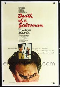 2x095 DEATH OF A SALESMAN linen 1sheet '52 Fredric March as Willy Loman, from Arthur Miller's play!