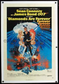 2x102 DIAMONDS ARE FOREVER linen one-sheet '71 Sean Connery as James Bond 007 by Robert McGinnis!