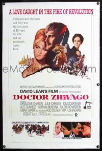 2x107 DOCTOR ZHIVAGO linen one-sheet R71 Omar Sharif, Julie Christie, David Lean epic, Terpning art!