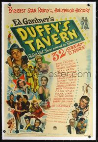 2x109 DUFFY'S TAVERN linen 1sh '45 art of Paramount's biggest stars including Lake, Ladd & Crosby!