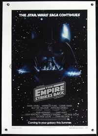 2x114 EMPIRE STRIKES BACK linen advance 1sheet '80 George Lucas, Darth Vader head floating in space!