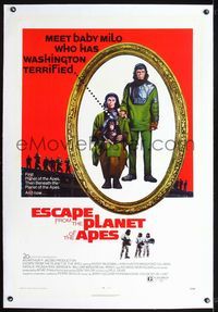 2x115 ESCAPE FROM THE PLANET OF THE APES linen 1sh '71 meet Baby Milo who has Washington terrified!