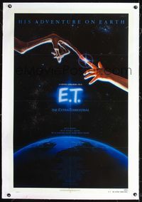 2x110 E.T. THE EXTRA TERRESTRIAL linen one-sheet '82 Steven Spielberg classic, John Alvin art!