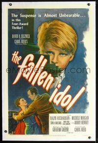 2x116 FALLEN IDOL linen 1sh '49 Ralph Richardson, directed by Carol Reed, written by Graham Greene!