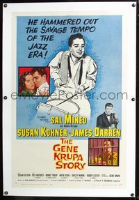 2x134 GENE KRUPA STORY linen one-sheet '60 Sal Mineo hammered out the savage tempo of the Jazz Era!