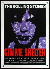 2x136 GIMME SHELTER linen 1sh R00 Rolling Stones, out of control rock & roll concert!