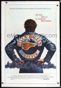 2x149 HELL'S ANGELS FOREVER linen 1sheet '83 cool art of biker gang on motorcycles by Charles Lilly!