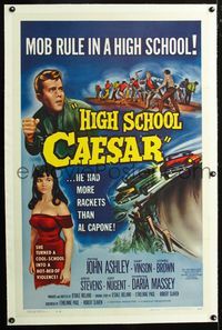 2x151 HIGH SCHOOL CAESAR linen one-sheet poster '60 teen gangster had more rackets than Al Capone!