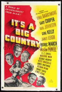 2x167 IT'S A BIG COUNTRY linen 1sheet '51 Gary Cooper, Janet Leigh, Gene Kelly & other major stars!