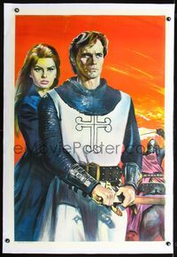 2y196 EL CID linen incomplete Argentinean two-sheet '61 art of Charlton Heston & sexy Sophia Loren!