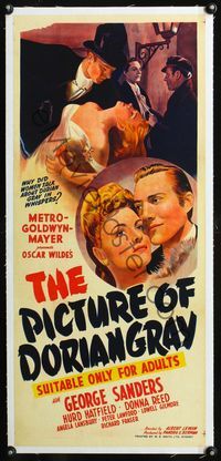 2y276 PICTURE OF DORIAN GRAY linen Australian daybill '45 George Sanders, Hurd Hatfield, Donna Reed