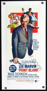 2y277 POINT BLANK linen Australian daybill '67 Lee Marvin, Angie Dickinson, Keenan Wynn, film noir!