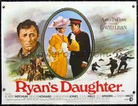 2y178 RYAN'S DAUGHTER linen British quad '70 David Lean, different art of Sarah Miles & Bob Mitchum!