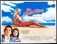 2y181 SURE THING linen British quad '85 John Cusack, Zuniga, sexy Nicolette Sheridan in bikini!