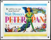 2y338 PETER PAN linen 1/2sh R58 Walt Disney animated cartoon fantasy classic, great full-length art!