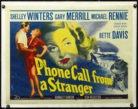 2y339 PHONE CALL FROM A STRANGER linen 1/2sheet '52 Bette Davis, Shelley Winters, Rennie, cool art!