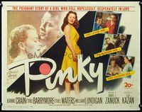 2y340 PINKY linen half-sheet '49 great full-length image of half-black/half-white Jeanne Crain!