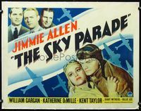 2y343 SKY PARADE linen 1/2sh '36 aviator Jimmie Allen & aviatrix Katherine DeMille, cool plane art!