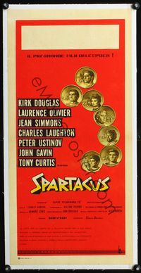 2y129 SPARTACUS linen Italian locandina '61 classic Stanley Kubrick & Kirk Douglas epic, cool art!