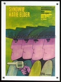 2y252 SONS OF KATIE ELDER linen Polish 23x33 poster '65 John Wayne, great different art by Janowski!