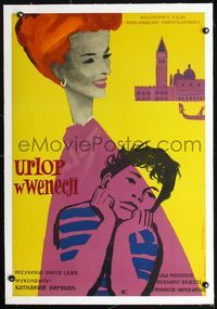 2y253 SUMMERTIME linen Polish 23x33 '55 cool different art of Katharine Hepburn by W. Chmielewski!