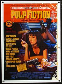 2y262 PULP FICTION linen Aust 1sh '94 Quentin Tarantino, c/u of sexy Uma Thurman smoking in bed!