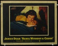 3b558 REBEL WITHOUT A CAUSE LC #5 '55 wonderful close up of young lovers Natalie Wood & James Dean!