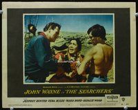 3b577 SEARCHERS LC #6 '56 John Ford, John Wayne & barechested Jeff Hunter confront Indian woman!